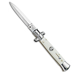 Image of SKM/AB 8 Italian Stiletto Dagger Automatic Knife Sim Ivory 3.3 Satin 55505E97