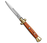 Image of SKM AB 9 Italian Stiletto Automatic Knife Brass/Rosewood 4 Satin Bayonet BB618DCB