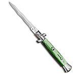 Image of SKM AB 9 Italian Stiletto Automatic Knife Green Acrylic 3.8 Satin Kris 4CAEC9EC