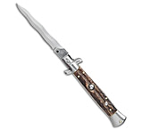 Image of SKM AB 9 Italian Stiletto Kris Automatic Knife Stag 3.8 Satin F23A89FA