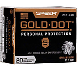 Image of Speer Gold Dot Handgun Personal Protection 9mm Luger 115 Grain Gold Dot Hollow Point Cavity Brass Cased Pistol Ammunition