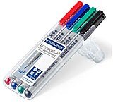 Image of Staedtler Lumocolor Non-Permanent F Width Pen Pack - 4 Colors w/ Stand-Up Box