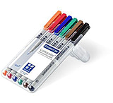 Image of Staedtler Lumocolor Non-Permanent F Width Pen Pack - 6 Colors w/ Stand-Up Box