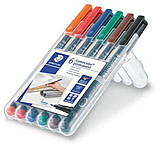 Image of Staedtler Lumocolor Permanent F Width Pen Pack - 6 Colors w/ Stand-Up Box