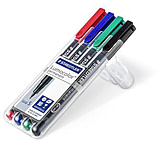 Image of Staedtler Lumocolor Permanent Superfine Pen Pack - 4 Colors w/ Stand-Up Box