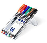 Image of Staedtler Lumocolor Permanent Superfine Pen Pack - 6 Colors w/ Stand-Up Box