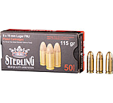 Sterling 9x19mm 115 Grain Full Metal Jacket Brass Cased Centerfire Pistol Ammunition
