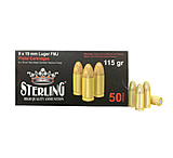 Sterling Brass Case 9mm Luger 115 grain Full Metal Jacket Pistol Ammunition