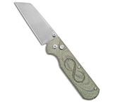 Image of StraightLine EDC ROX Button Lock Knife Green Canvas Micarta 2.75 SW 3B1C0604
