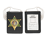 Image of Strong Leather Recessed Magnetic Badge And Id Holder With Chain