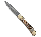 Image of Super Knife 9 Leverlock Dagger Automatic Stiletto Knife Stag 3.8 Damascus 963626A3