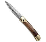 Image of Super Knife 9 Leverlock Dagger Automatic Stiletto Knife Wood 3.8 Damascus 89914745