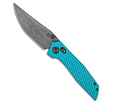 Image of Tenable Knives Tenable Deadite Crossbar Lock Knife Light Blue Aluminum 3.5 Damascus 6F5D4840