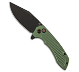 Image of Tenable Knives Entity Button Lock Knife Dark Green Checkered Al 3.5 Black SW 8BDF0758