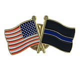 Image of Thin Blue Line Black Background And American Pin, Combination