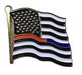 Image of Thin Blue Line Dual American Flag Pin