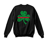 Image of Thin Blue Line Thin Red Line St. Patrik's Shamrock Crew Neck SweatShirt - Mens