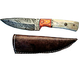 Image of Titan Damascus Fixed Blade Knife, Wood &amp; Camel Bone TD -093