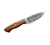 Image of Titan International Knives Damascus 10in Custom Handmade Forged Damascus Steel Hunting Bowie Knife Fixed Blade Diamond Wood Handle w/ Leather Sheath
