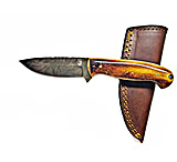 Image of Titan International Knives Damascus Hunting Knife, 4In Blade, Burnt Bone Handle