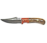 Image of Titan International Knives Damascus Steel Skinner Knife, Pekka Wood and Dyed Bone