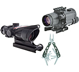 Image of Trijicon ACOG 4x32 Dual Ill Rifle Scope w/Mount, Red Horseshoe .223 Reticle with Armasight Gen 2+ Day/Night Vision Clip-On System and FREE Gerber Suspension Multi-Plier