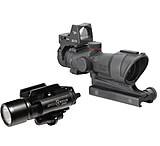 Image of Trijicon 4x32 ACOG Sight w/ Center Amber Crosshairs, 4 MOA RMR Sight + Surefire X400 Handgun Tactical Weaponlight/Laser