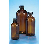 Image of VWR Boston Round Bottles, Amber, Narrow Mouth VW5120120C25 Bulk Packs With Unattached Caps In Bags