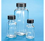 Image of VWR French Square Bottles, Clear, Wide Mouth VW5611220V21 Convenience Packs With Caps Attached