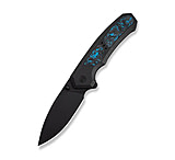 Image of We Knife Co Ltd Corwyn Flipper &amp; Thumb Stud Knife Black Titanium Handle With Black &amp; Blue Carbon Fiber Inlay 3.7inch Black Stonewashed Bohler M390 Blade