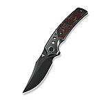 Image of We Knife Co Ltd Skynix Flipper &amp; Thumb Stud Knife Polished Gray Titanium Handle With Black &amp; Red Carbon Fiber Inlay