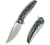 Image of We Knife Co Ltd Weknife Quinseris Flipper &amp; Thumb Stud Knife Polished Bead Blasted Titanium Handle With Arctic Storm Fat Carbon Fiber Inlay 3.96inch Hand Rubbed Satin Bohler M390 Blade We23093-4