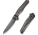 Image of We Knife Co Ltd Weknife 702xi Flipper &amp; Button Lock Knife Polished Gray Titanium Integral Handle With Copper Foil Carbon Fiber Inlay