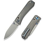 Image of We Knife Co Ltd Weknife Bougie Banter Thumb Stud &amp; Crossbar Lock Knife Upscale Art Deco Styling On Gray Titanium Handle 2.91inch Gray Stonewashed Cpm S45vn Blade We24009-2