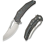 Image of We Knife Co Ltd Weknife Epaulette Flipper &amp; Thumb Hole Knife Diamond &amp; Tiger Stripe Patterned Flamed Titanium Handle 3.45inch Satin Finished Bohler M390 Blade We24024-2