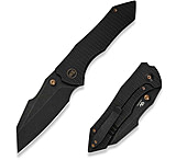 Image of We Knife Co Ltd Weknife High-fin Xl Thumb Stud Knife Diamond Patterned Black Titanium Handle 3.48inch Black Stonewashed Cpm 20cv Blade We24010-1