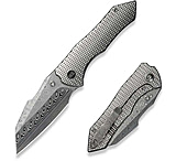 Image of We Knife Co Ltd Weknife High-fin Xl Thumb Stud Knife Diamond Patterned Satin Polished Titanium Handle 3.48inch Hakkapella Damasteel Blade We24010-ds1