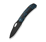 Image of We Knife Co Ltd Weknife Inmate Front Flipper &amp; Thumb Hole Knife Black Titanium Handle With Blue Raindrops 3.7inch Black Stonewashed Cpm 20cv Blade