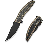 Image of We Knife Co Ltd Weknife Quinseris Flipper &amp; Thumb Stud Knife Bronze Titanium Handle With Shredded Carbon Fiber Inlay 3.96inch Black Stonewashed Bohler M390 Blade We23093-2
