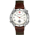 Image of Wenger Swing Out Compass Watch - Mens White Dial w/ Olive Nylon Strap 70370