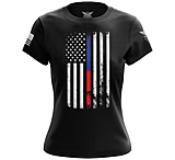 Image of We the People Holsters American Flag Thin Blue/Red Line Public Service Support Women's Short Sleeve Shirt 3779D046
