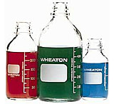 Image of Wheaton Media Bottles, Graduated, Wheaton 219760 With Rubber-Lined Cap, Case of 24