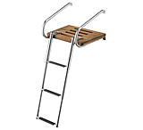 Image of Whitecap Teak Swim Platform w/3-Step Telescoping Ladder f/Boats w/Inboard/Outboard Motors