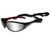 Image of Wiley X P-23 Sunglasses w/ Silver Flash Lens/ Gloss Black with Metallic Orange Frame P-23NP