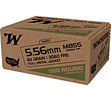 Winchester USA 5.56x45mm NATO 62 grain Green Tip M855 Full Metal Jacket Boat Tail FMJBT Brass Centerfire Rifle Ammunition