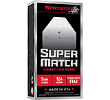 Image of Winchester Super Match 9mm Luger 124 Grain Full Metal Jacket Round Nose Brass Cased Pistol Ammunition