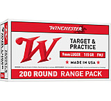Winchester USA Handgun 9mm Luger 115 Grain Full Metal Jacket (FMJ) Brass Cased Centerfire Pistol Ammunition