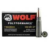 Wolf Ammo PolyFormance 7.62x39mm 125 Grain Soft Point Steel Cased Centerfire Rifle Ammunition