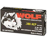 Wolf Ammo Performance .380 ACP 91 Grain Full Metal Jacket Steel Cased Centerfire Pistol Ammunition