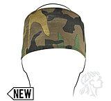Image of Zan Headgear Cotton Headband w/ Velcro Closure, Woodland Camo
